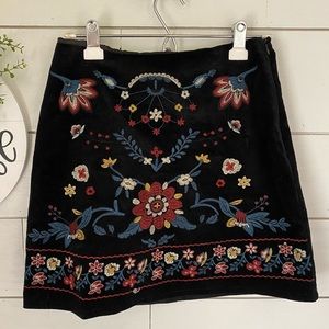 Multi-Color Floral Velvet Skirt